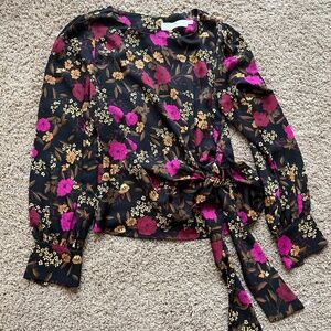 ASTR Ariella Black Floral Print Top